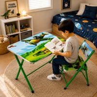 Mesa y Silla Infantil Escritorio para Niños Diseño Fuerza Aérea