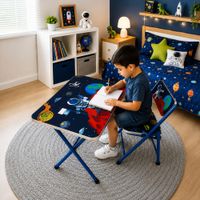 Mesa y Silla Infantil Escritorio para Niños Diseño Espacial Kids