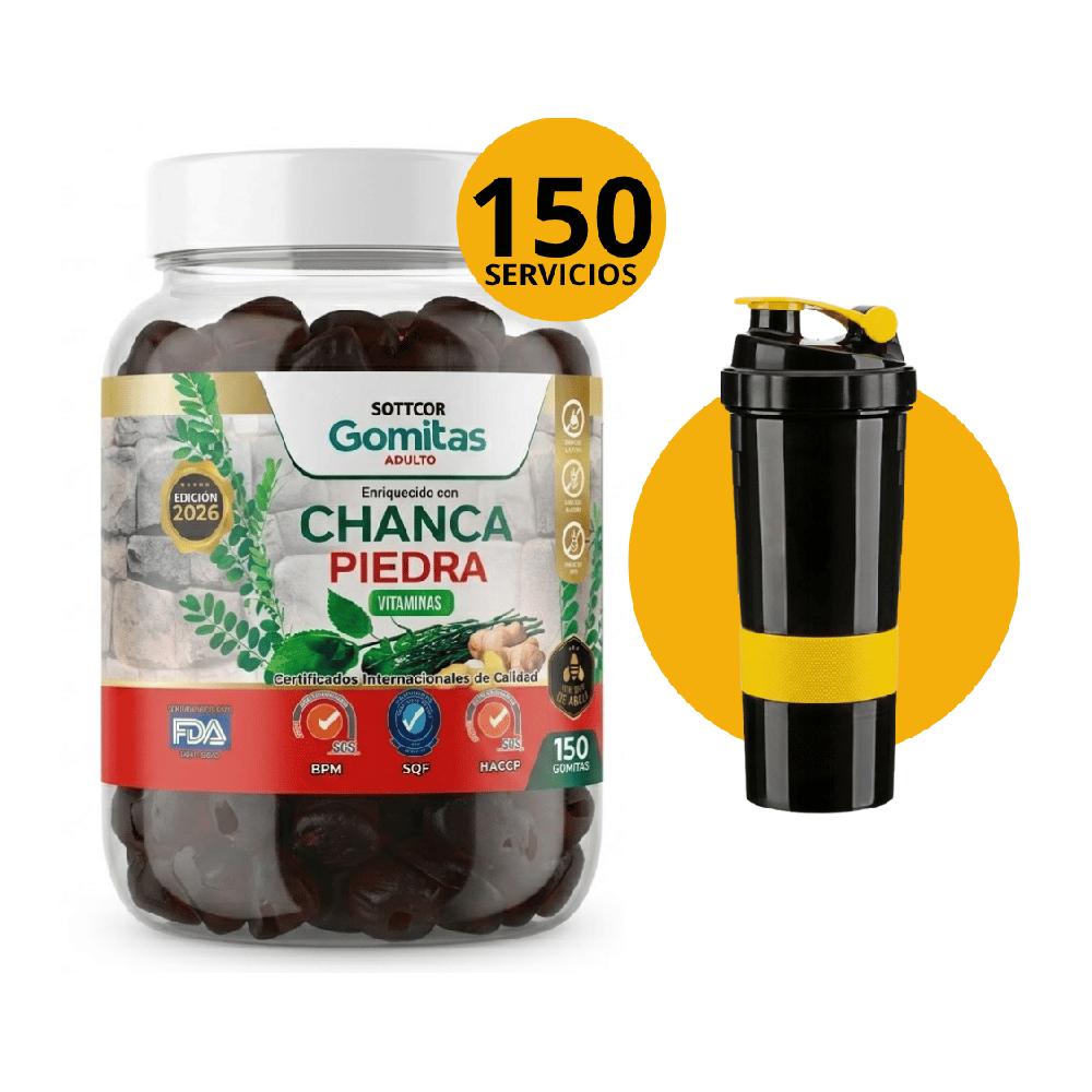 Sottcor Suplemento Gomitas Chanca Piedra Vitaminas Adultos 150 Unidades con shaker de regalo