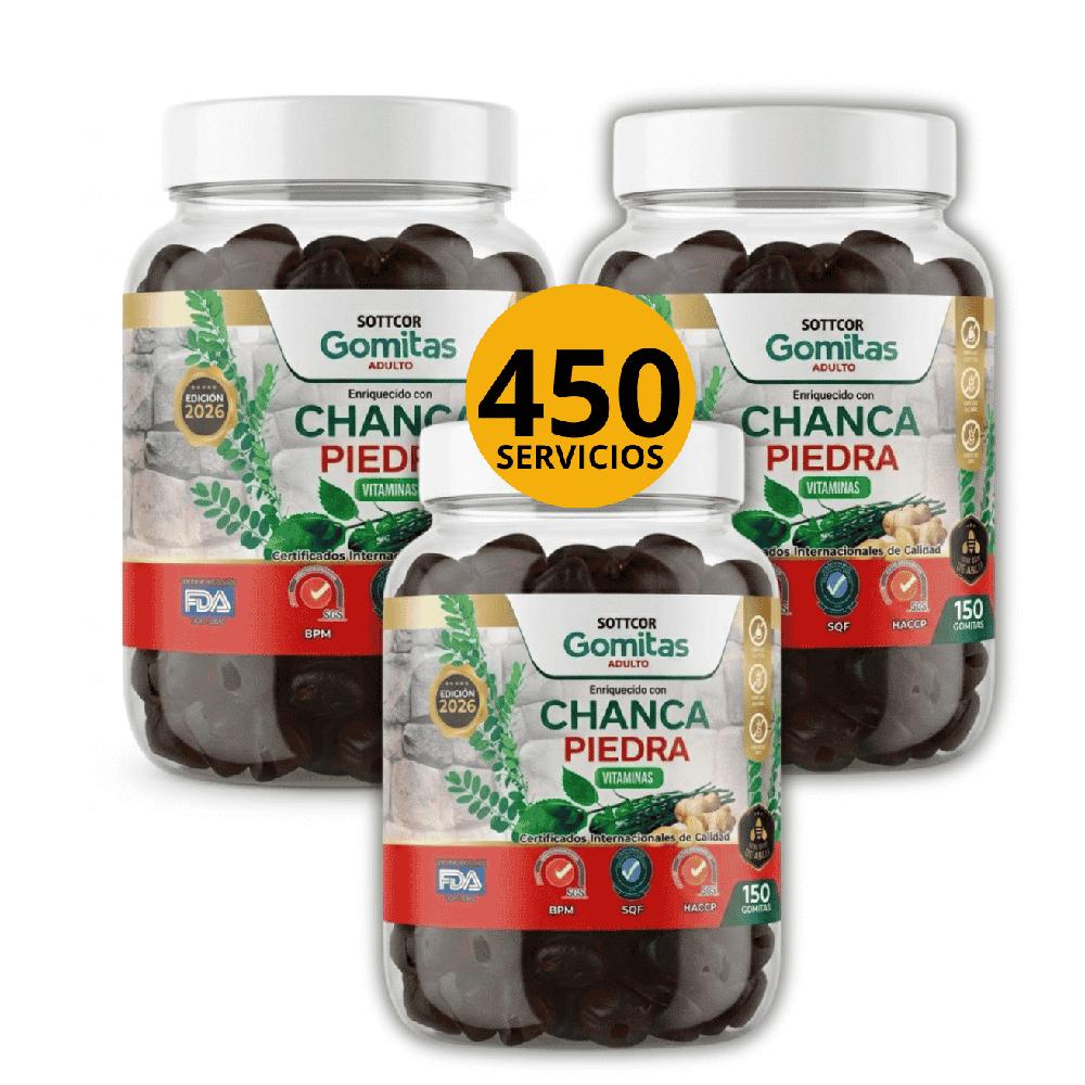 Pack Sottcor Suplemento Gomitas Chanca Piedra Vitaminas Adultos 450 Unidades
