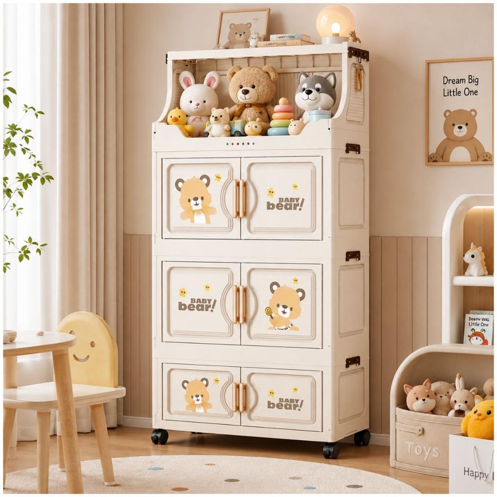 Armario Organizador de Juguetes Infantil Multifuncional Plegable 104x60x29cm
