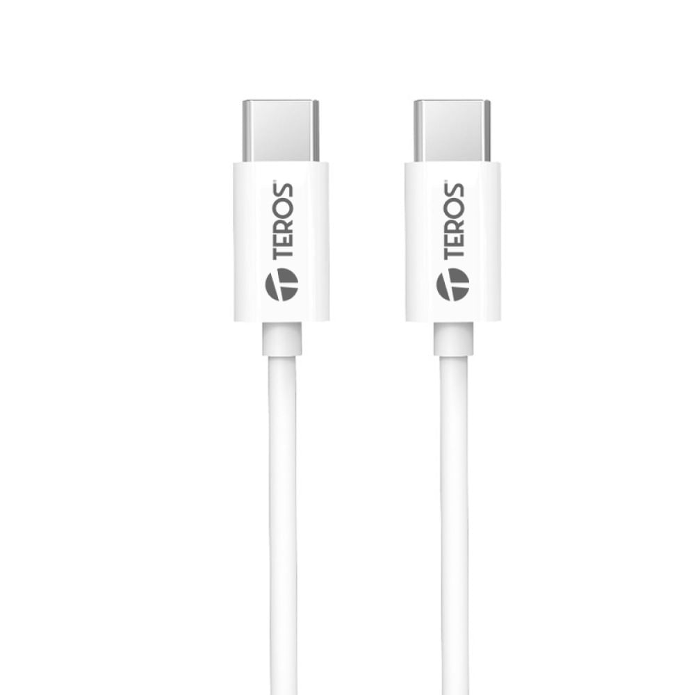 Teros Cable USB-C a USB-C 60W 3A 480Mbps 1 Mtr Blanco - TE-70209W