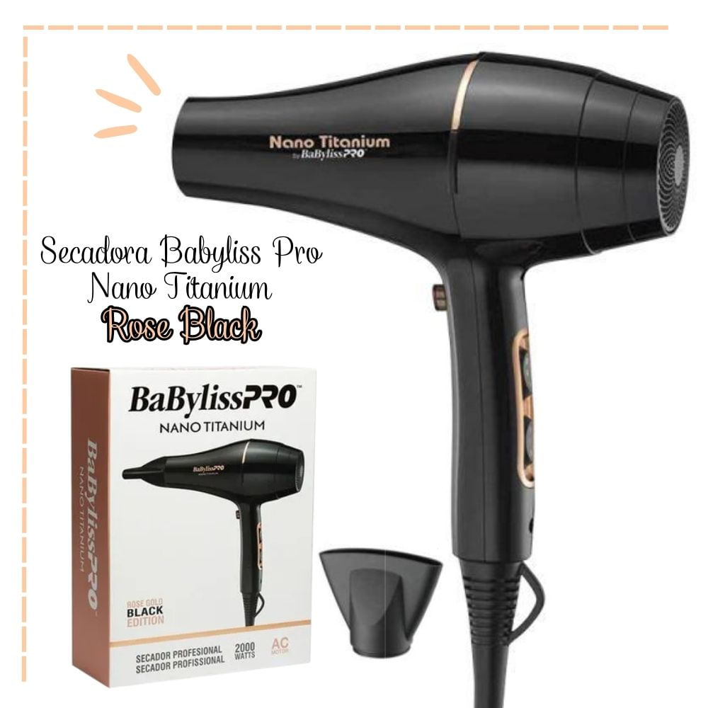 Secadora Profesional BaByliss Pro Nano Titanium - ROSE BLACK