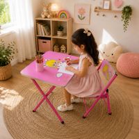 Mesa y Silla Infantil Escritorio para Niñas Diseño Dulce Fantasía