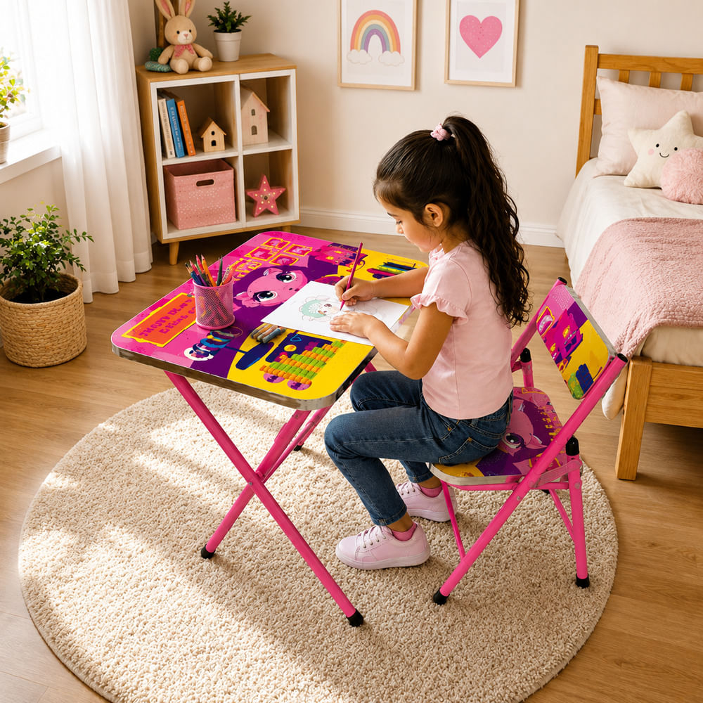 Mesa y Silla Infantil Escritorio para Niñas Diseño Creativo Moderno