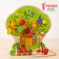 Árbol de Enhebrado - Juego de Motricidad Fina de Madera