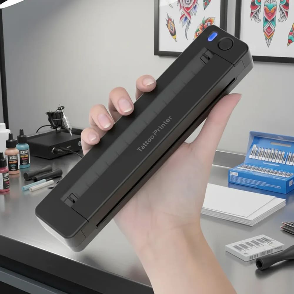 Impresora portátil A4 Bluetooth tattoo tatuaje papel térmico 210mm A49 con 10 papeles hectográficos
