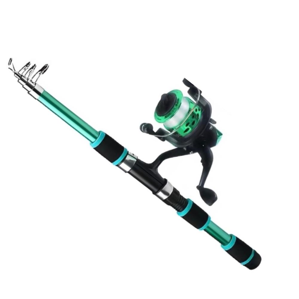 CAÑA DE PESCA PESCAR CON CARRETE VERDE 180cm