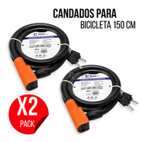Pack X2 Candados Para Bicicleta Negro 150 cm Cable De Seguridad Con Llave Antirrobo