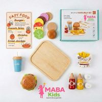 Set de Hamburguesa y papas de Madera Montessori