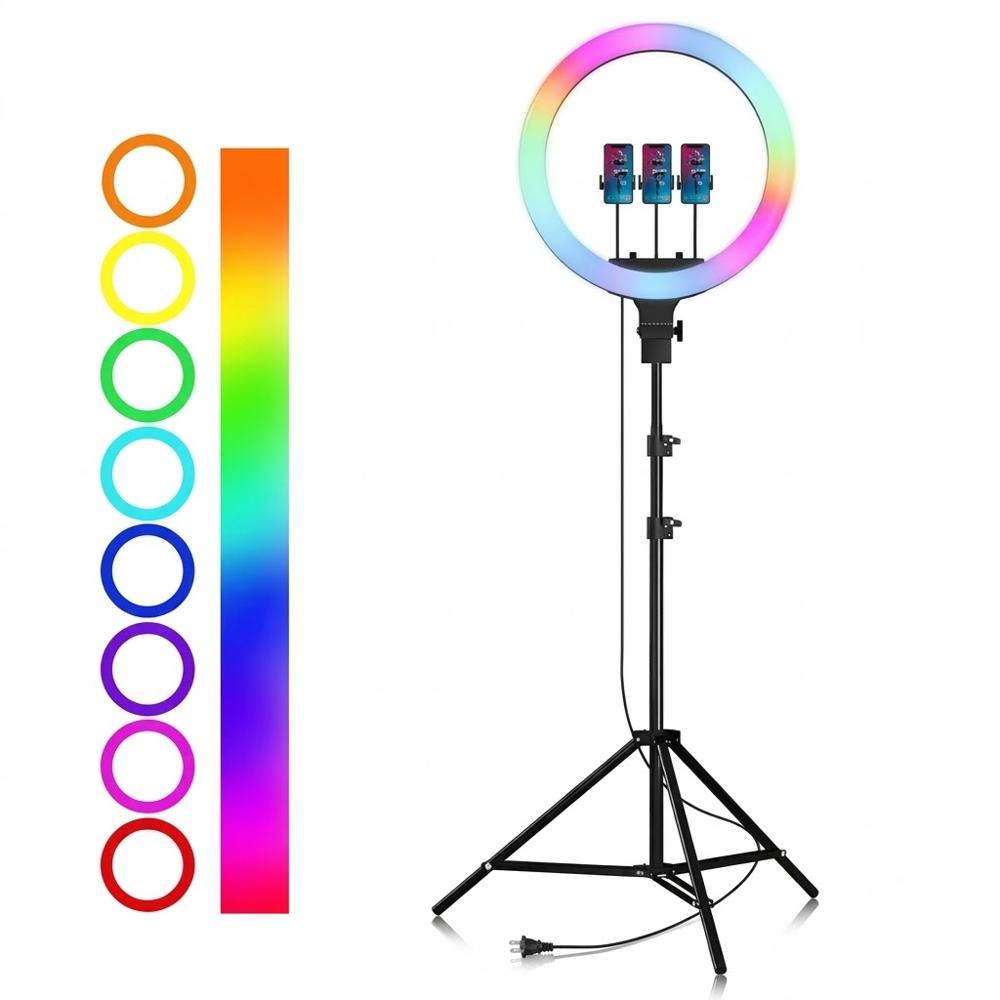Aro de luz RGB de 56 CM Trípode 2.10 MT Control Remoto
