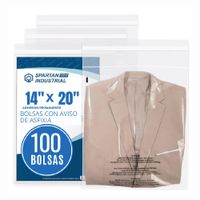 100 Bolsas de Polietileno Autoadhesivas Autosellables con Aviso de Asfixia 14x20P SPARTAN INDUTRIAL