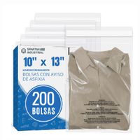 200 Bolsas de Polietileno Autoadhesivas Autosellables con Aviso de Asfixia 10x13P SPARTAN INDUTRIAL
