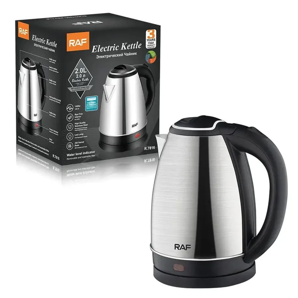 Hervidora Eléctrica RAF 2L 1500W de Acero Inoxidable
