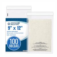 100 Bolsas de Polietileno Autoadhesivas Autosellables con Aviso de Asfixia 9x12P - SPARTAN INDUTRIAL