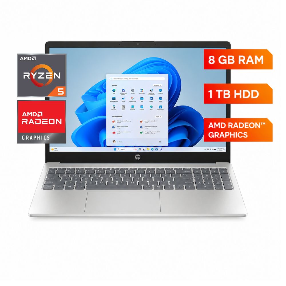Laptop HP 15 Ryzen 5 7520U 8GB RAM 1TB SSD Pantalla Touch FHD IPS Windows 11 Natural Silver