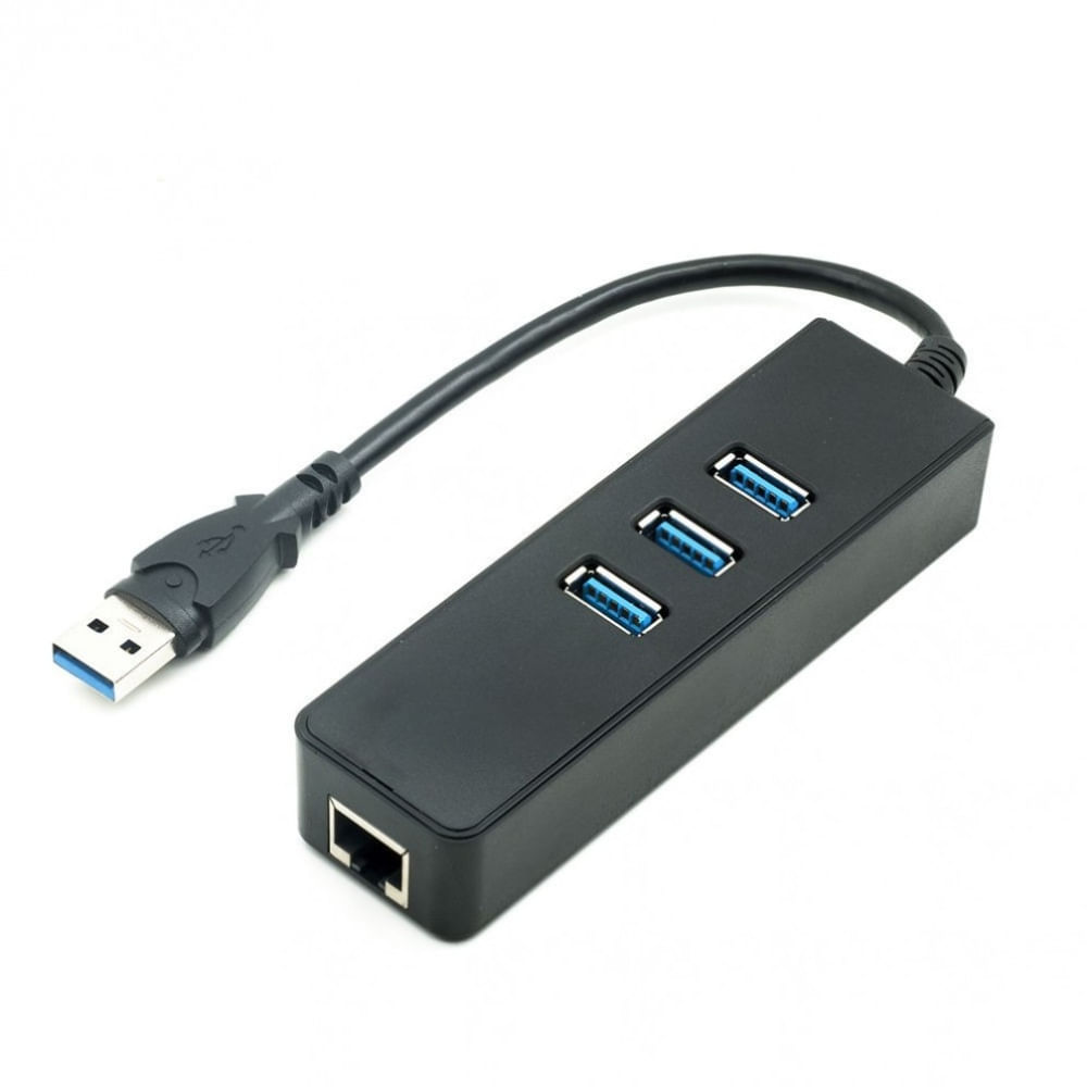 Adaptador USB 3.0 A RJ45 USB Lan Ethernet más Hub 3 Puertos