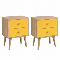 COMBO 2 Veladores Vintage 2 Cajones Ventitas Home Duna y Amarillo