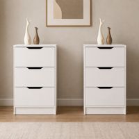COMBO 2 Veladores Vintage Iker 3 Cajones Ventitas Home Blanco