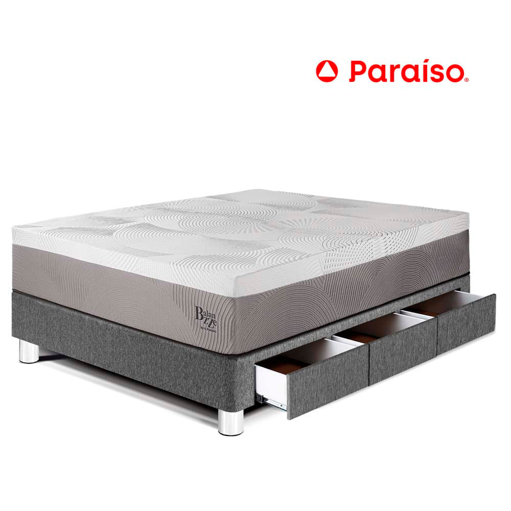 Cama con Cajones Balanzze 1.5 Plazas Gris