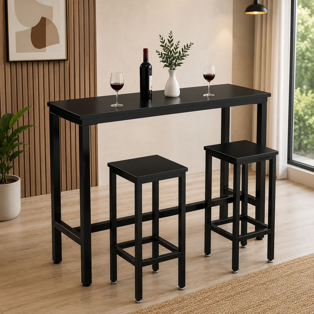 COMBO Bar Mesa con 2 Sillas Ventitas Home Negro