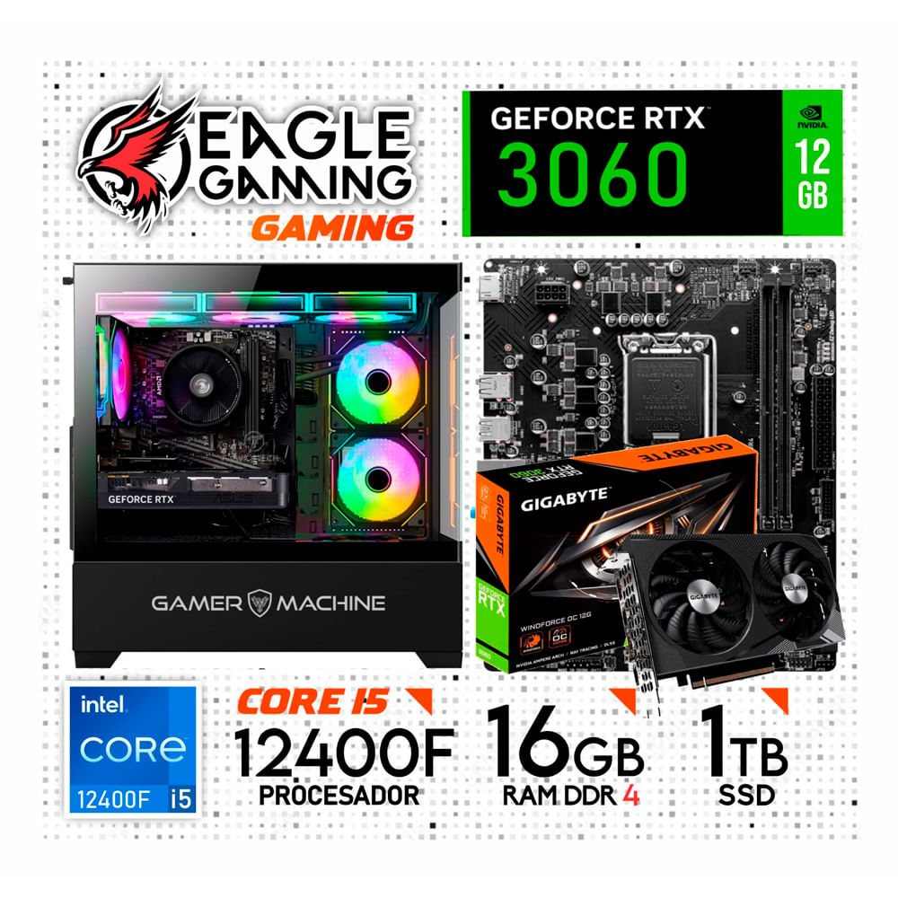 PC GAMER INTEL CORE I5 12400F -RAM 16GB DDR4 -SSD 1TB- GRAFICA RTX 3060 12GB