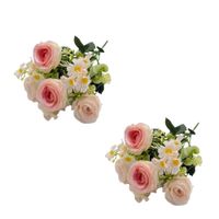 Pack de 2 Bouquet Artificiales De 7 Rosas Champagne De 30Cm XS260007-1 FLORIPASTORE