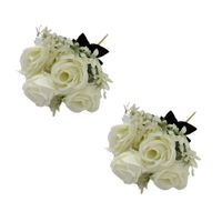 Pack de 2 Bouquet Artificiales De 7 Rosas Blancas De 32Cm XS260010-6 FLORIPASTORE