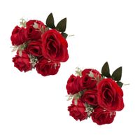 Pack de 2 Bouquet Artificiales De 7 Rosas Rojas De 32Cm XS260010-15 FLORIPASTORE