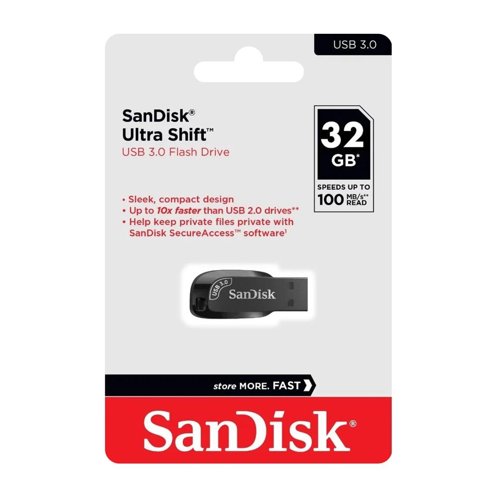 Memoria USB SanDisk Ultra Shift 32GB USB 3.0 100MB/s Negro