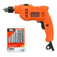 Taladro Percutor 550w Set 8 Brocas Black Decker