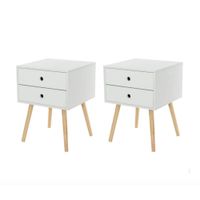 COMBO 2 Mesas de Noche Vintage Kimora 2 Cajones Ventitas Home Blanco