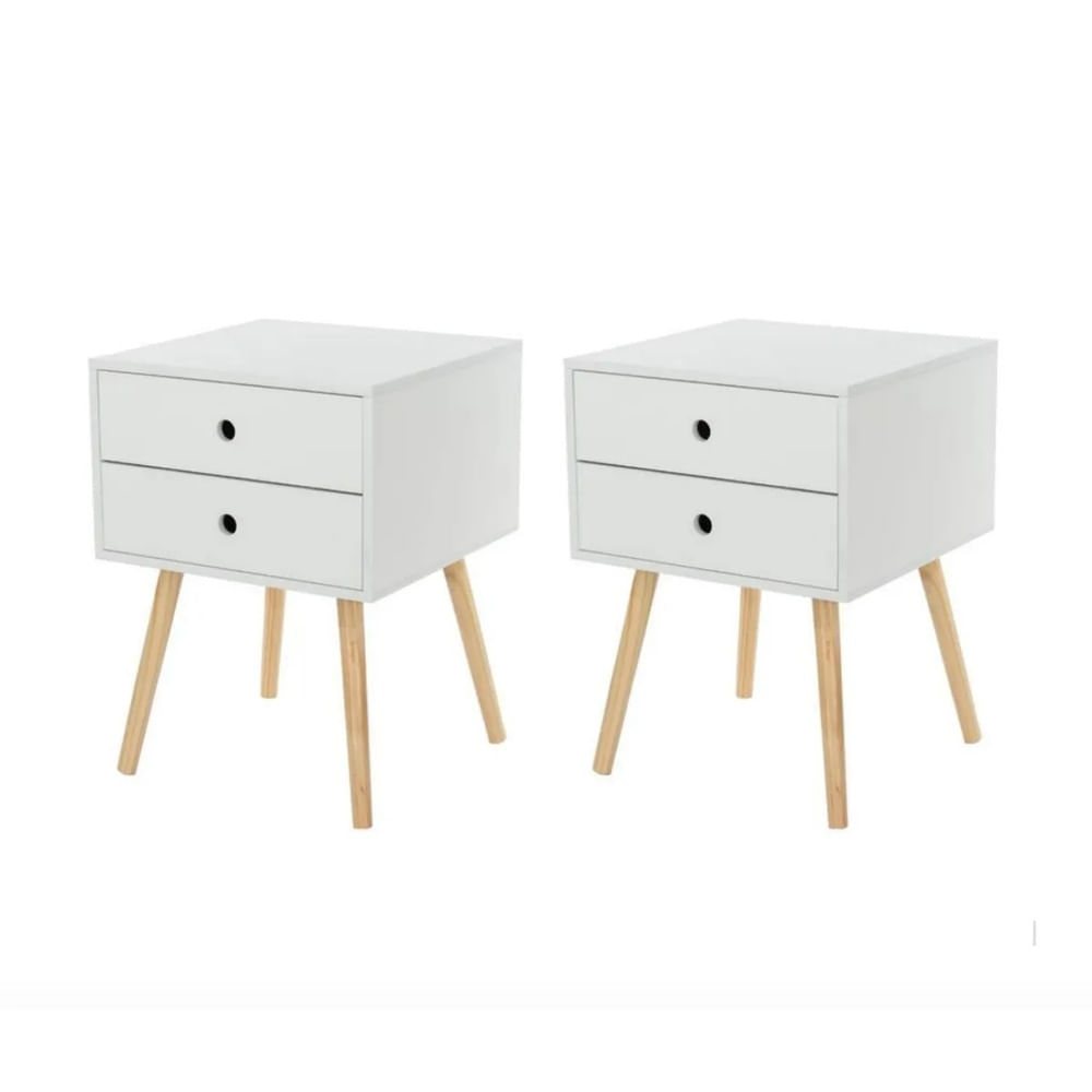 COMBO 2 Mesas de Noche Vintage Kimora 2 Cajones Ventitas Home Blanco