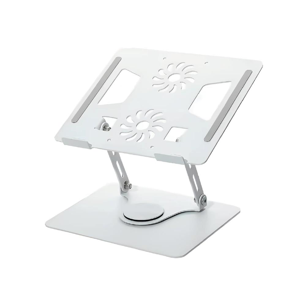 Soporte Metal S&T para Laptop HL906F-S Giratorio 360° con Doble Ventilador 11 a 17 Pulgadas Blanco