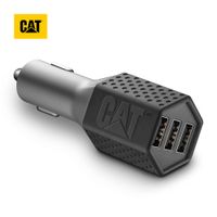 Cargador Auto CAT 3 Puertos USB Carga Rápida Resistente 7.2A Negro