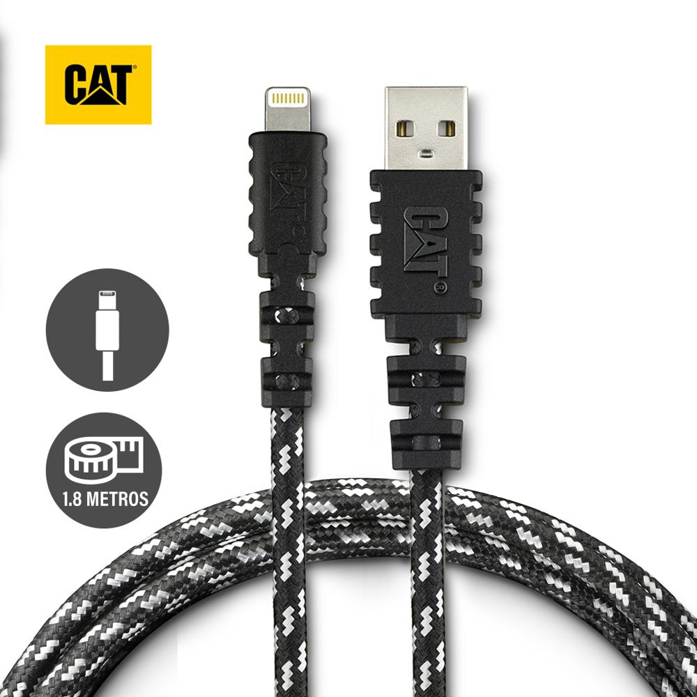 Cable USB Lightning CAT 1.8m Carga y Sincronización Resistente Negro
