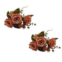 Pack de 2 Bouquet Artificiales De 5 Rosas Naranjas XS260012-8 FLORIPASTORE