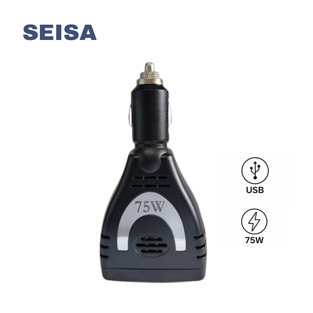 Inversor Corriente 75W 12V a 220V SEISA DY-75 USB Auto Vehículo