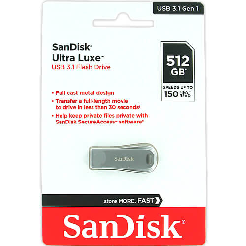 Memoria USB SanDisk Ultra Luxe 512GB USB 3.1 150MB/s Flash Drive Plata