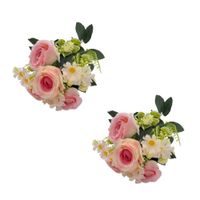Pack de 2 Bouquet Artificiales De 7 Rosas Pink De 30Cm XS260007-3 FLORIPASTORE