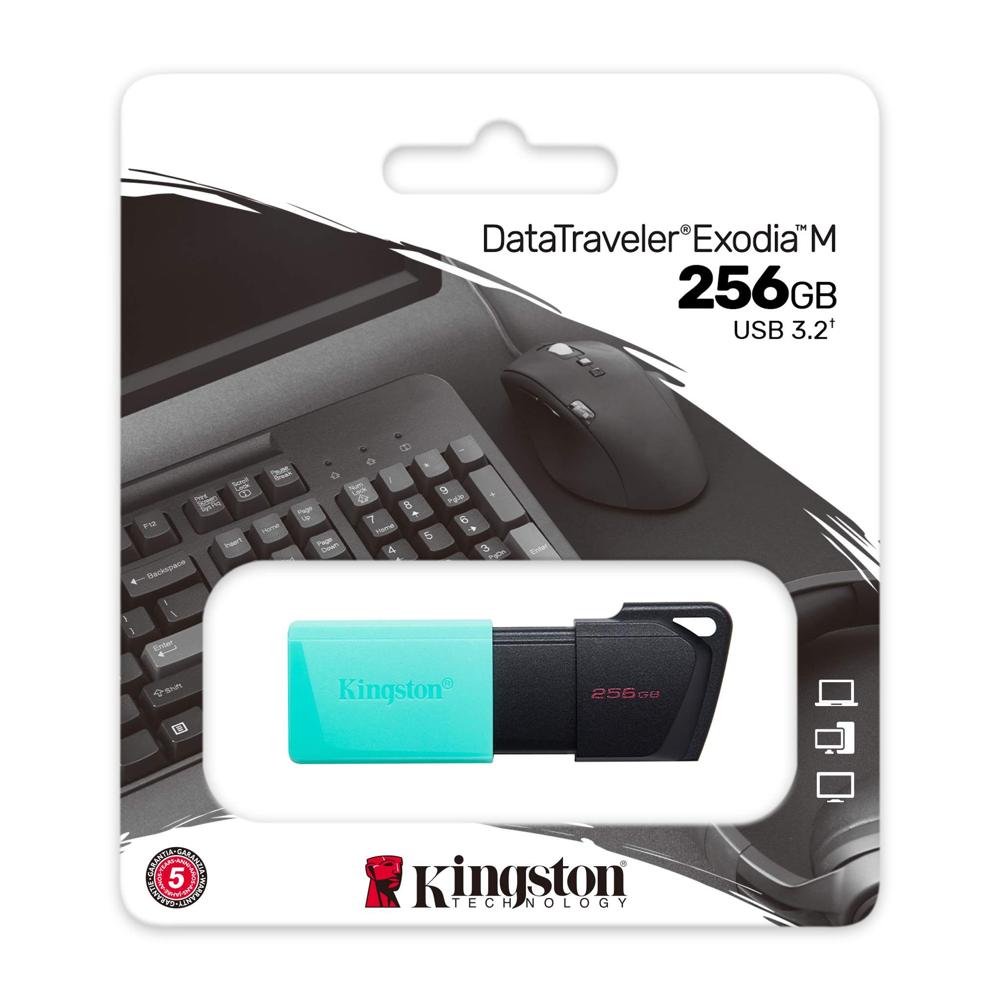Memoria USB Kingston DataTraveler Exodia M 256GB USB 3.2 DTXM Turquesa Negro