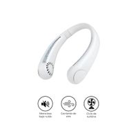 Ventilador de Cuello Portátil Recargable USB Digital LED 360° Bajo Ruido Blanco