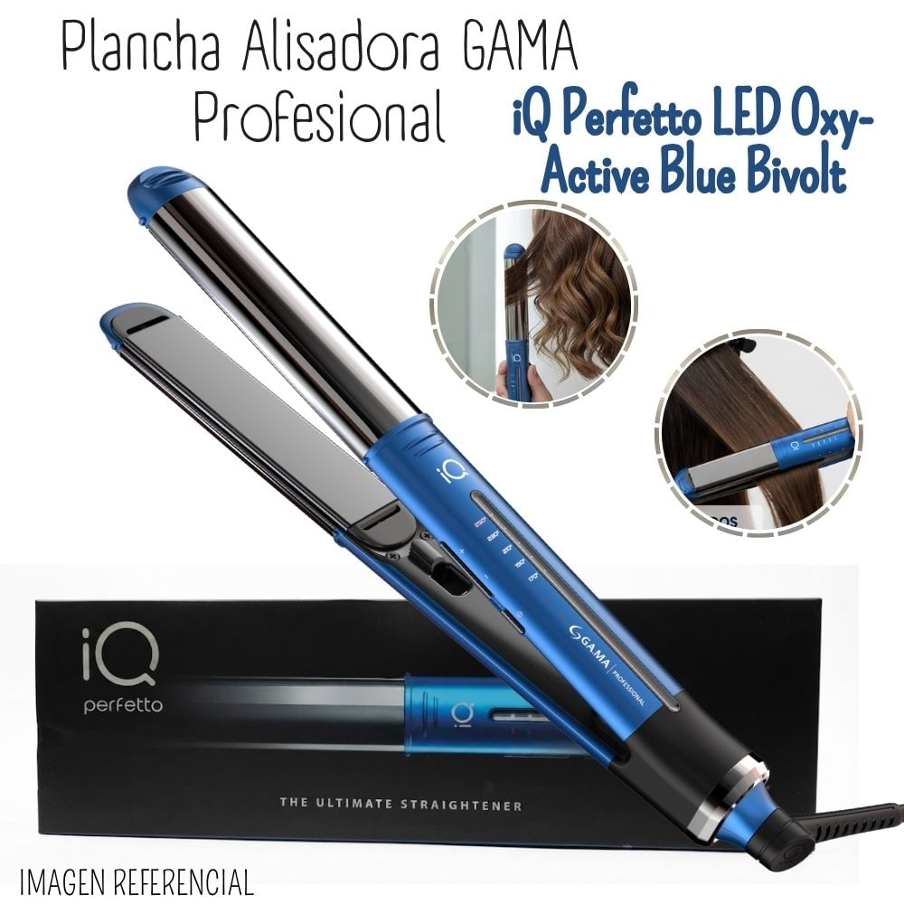 Plancha Alisadora GAMA Profesional iQ Perfetto LED Oxy-Active Blue Bivolt - BECHS0000002875