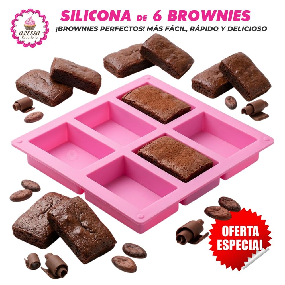 Molde de Silicona de 6 Brownies para Repostería