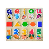 DIA DEL NIÑO - Rompecabezas de vocales numeros y formas geometricas multicolor
