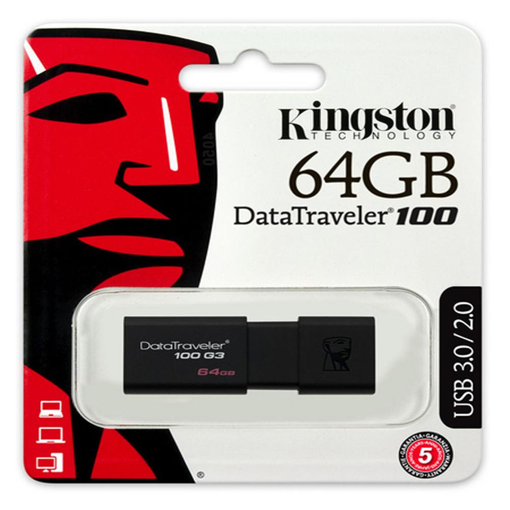 Memoria USB Kingston DataTraveler 100 G3 64GB USB 3.1 DT100G3 Negro
