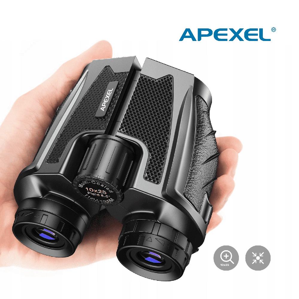 Binoculares Apexel 10X25 Prisma BAK4 Compactos Impermeables Campo 114m/1000m Negro