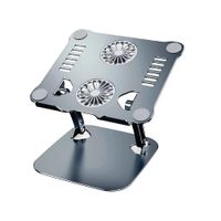 Soporte Laptop S&T for Business HT619 Aluminio Ajustable con Doble Ventilador Plegable Gris