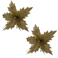 Pack de 2 Flores Artificiales De Cardenal Dorado Navideño De 30Cm FN210 FLORIPASTORE