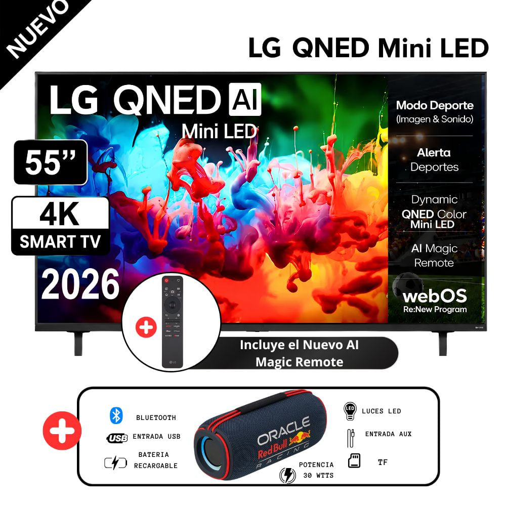 Televisor LG 55  MiniLED QNED 4K ThinQ AI 55QNED65BSA 2026 - Parlante Red Bull